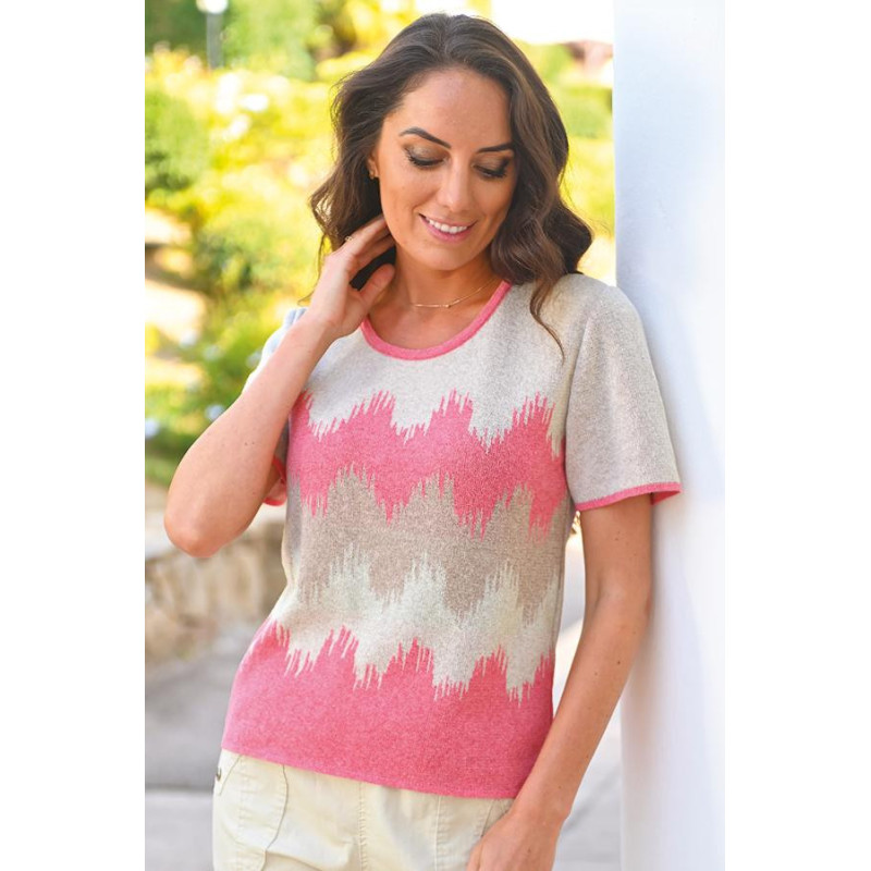 Pull manches courtes T38 à 56 - saumon Pull manches courtes T38 à 56 - saumon