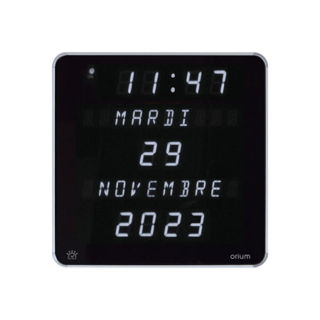 Horloge murale digitale Ephemeris blanche de face