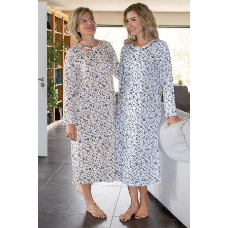 Chemise de nuit 4 boutons T 34 à 68 - orange et bleue