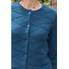 Cardigan 4 coloris T.38 à 56 bleu de face détail