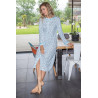 Chemise de nuit ouverte devant Manches longues bleue de face