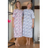 Chemise nuit ouverte dos pressions rose ou bleue