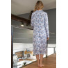 Chemise nuit ouverte dos pressions fleuri bleu de dos