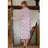 Chemise nuit ouverte dos pressions fleuri rose de dos