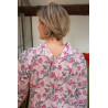Chemise nuit ouverte dos pressions fleuri rose tissu
