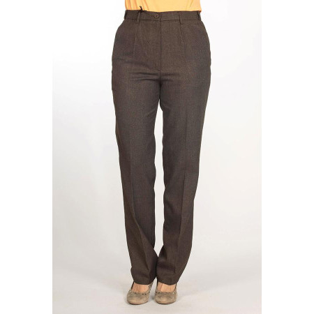 Pantalon ceinture confort T 38 à 56 marron de face