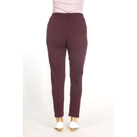 Pantalon élastiqué velours prune dos