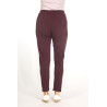 Pantalon élastiqué velours prune dos