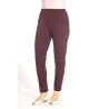 Pantalon élastiqué velours prune face