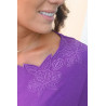 Grenouillère femme manches courtes jambes courtes - violet détail col