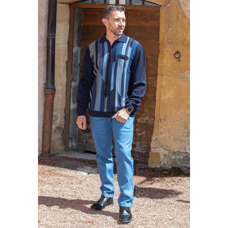 Polo 10% laine marine vue ensemble