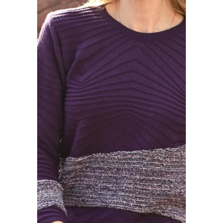 Pull maille acrylique violet zoom