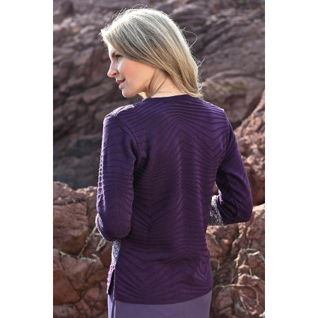 Pull maille acrylique violet dos
