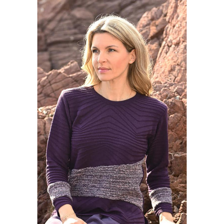 Pull maille acrylique violet 