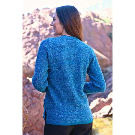 Cardigan chiné 20% laine bleu dos