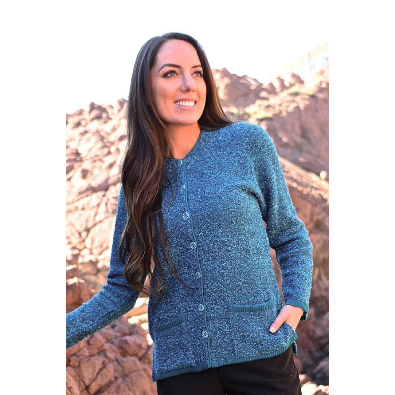 Cardigan chiné 20% laine bleu Cardigan chiné 20% laine bleu
