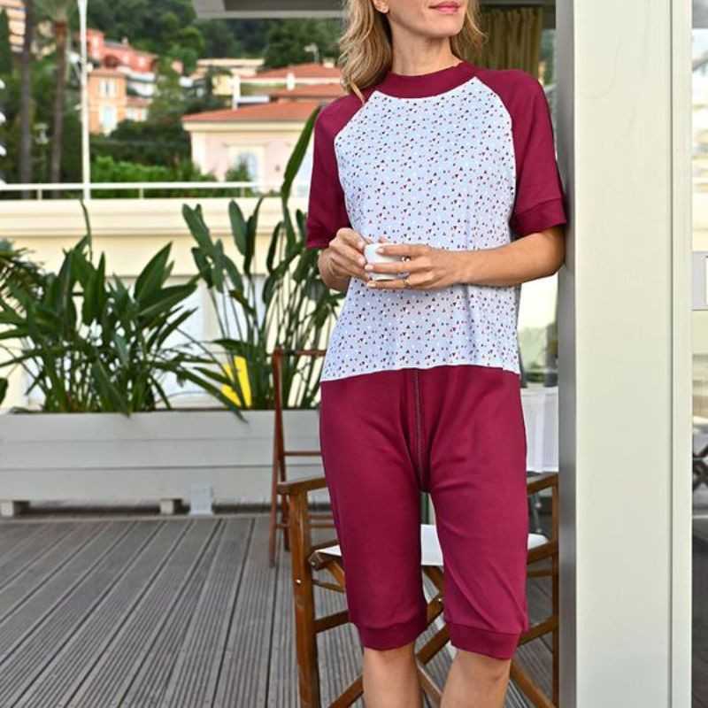 Lurnise Vêtements De Nuit Pour Femmes Ensemble Pyjama À Manches Courtes Avec Short Grenouille Et Libellules