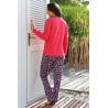 Pyjama rose pour femme, manches longues