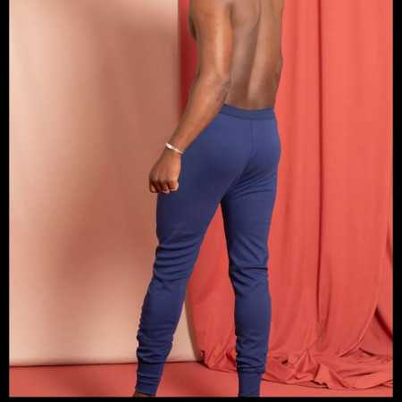 Caleçon long pour homme bleu marine de dos