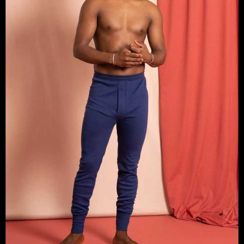 Caleçon long pour homme bleu marine avec ouverture Caleçon long pour homme bleu marine avec ouverture