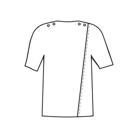 Schéma tee-shirt médicalisé femme ouverture dos croisé par pressions 