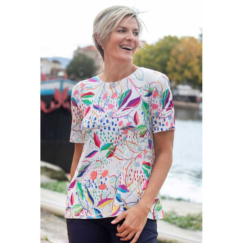 Tee-shirt manches courtes pour femme médicalisé ouvert dans le dos - été Tee-shirt manches courtes pour femme médicalisé ouvert dans le dos - été