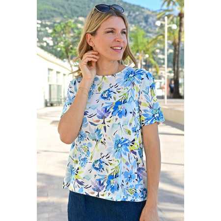 Tee-shirt médicalisé ouverture complète par pressions dans le dos pour femme senior