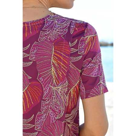 Tee-shirt manches courtes mauve médicalise femme ouverture dos  zoom
