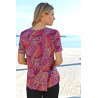 Tee-shirt manches courtes mauve médicalise femme ouverture dos 