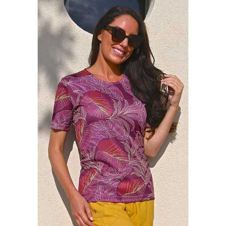 Tee-shirt manches courtes mauve médicalise femme ouverture dos 