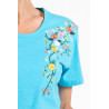 Tee-shirt manches courtes mauve médicalise femme zoom broderie fleur
