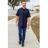 Polo homme ouvert dans le dos par pressions marine