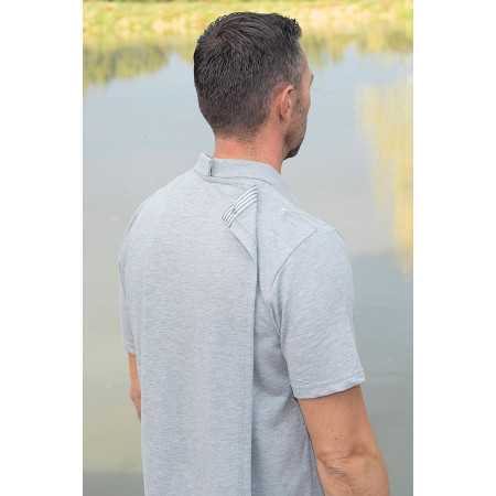 Polo homme ouvert dans le dos par pressions gris