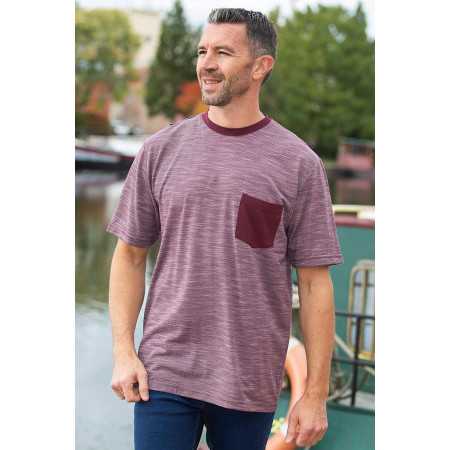 Tee-shirt prune homme médicalisé ouvert dans le dos