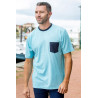 T-shirt médicalisé homme bleu ciel - ouvert dans le dos par pressions
