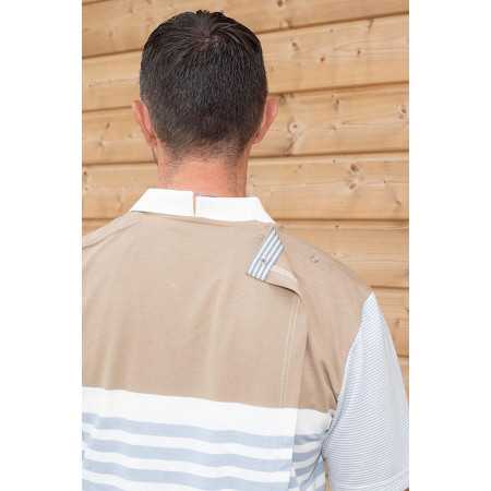 Polo manches courtes beige médicalisé ouverture dos pour homme  vue de dos