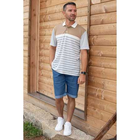 Polo manches courtes beige médicalisé ouverture dos pour homme tenue