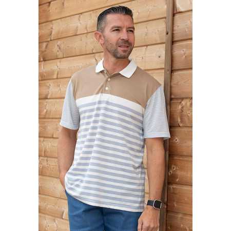 Polo manches courtes beige médicalisé ouverture dos pour homme