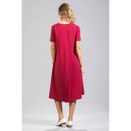 Robe ouverte dans le dos croisé pa pressions coloris bordeaux dos fermé