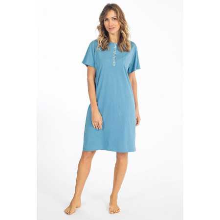 Liquette 100% coton pour femme âgée senior - pyjama de nuit confort