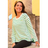Pull rayé vert 100% coton pour femme - confortable et chaud