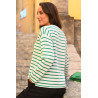 Pull rayé vert 100% coton pour femme - confortable et chaud
