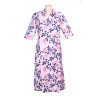 Robe médicalisée femme ouverture dos rose avec des fleurs, manches courtes 