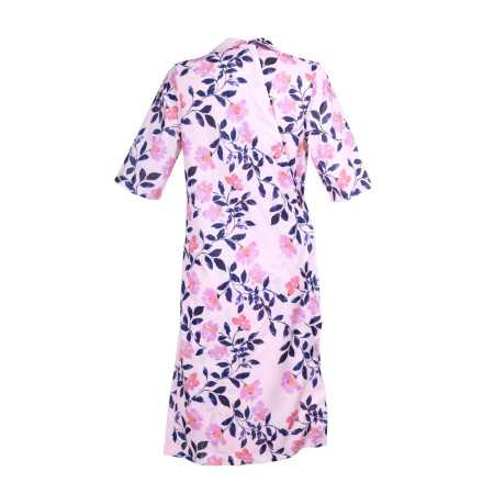 Robe médicalisée femme senior ouverture dos rose par pression