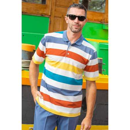 Polo médicalisé homme senior - ouvert dans le dos par pressions