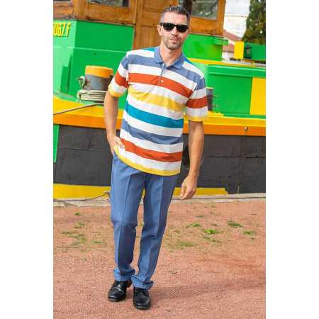 Polo médicalisé homme senior - ouvert dans le dos par pressions