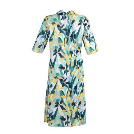 Robe médicalisée pour femme senior vue de dos motif manolas