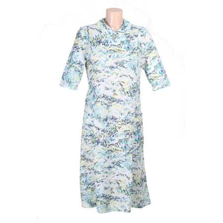 Robe médicalisée petites fleurs pour femme senior ouverture dos par pressions