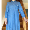 Robe médicalisée en jean's avec ouverture dos par pressions - vue de face 
