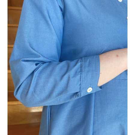 Robe médicalisée en jean's avec ouverture dos par pressions - vue manche